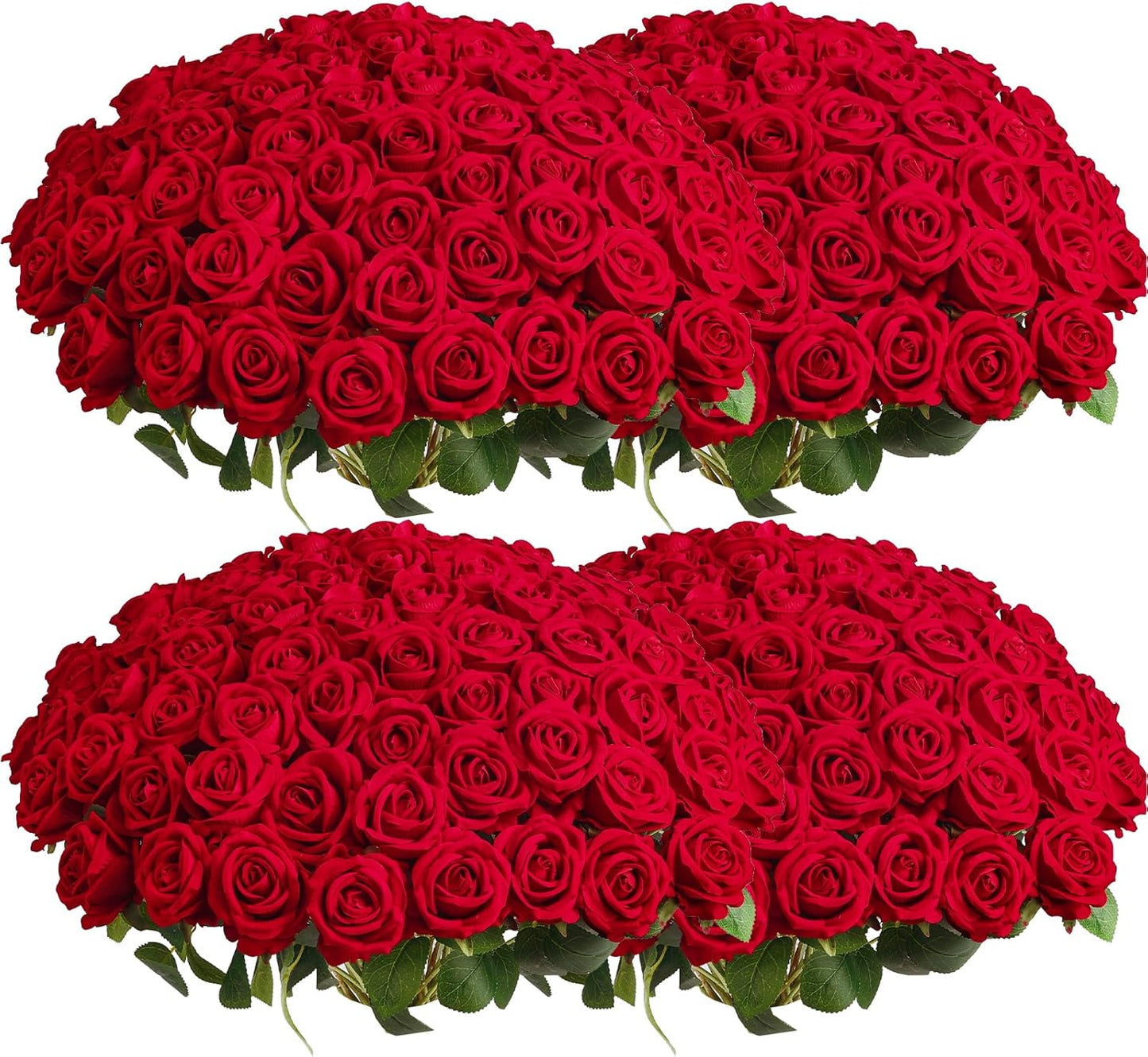 Auihiay 104pcs Red Roses Artificial Flowers - Realistic Faux Red Roses for Wedding Wedding, Table Centerpiece, Home Party, Valentine's Day, Mother's Day, Anniversary Decorations