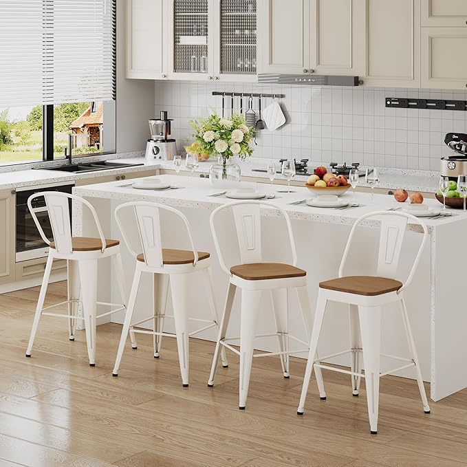 Andeworld Metal Bar Stools Set of 2, 24 inch Counter Height Barstools - Image 8