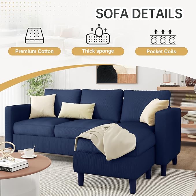 JAMFLY Couches for Living Room, 3-Seat Reversible Sectional Sofa - Image 6