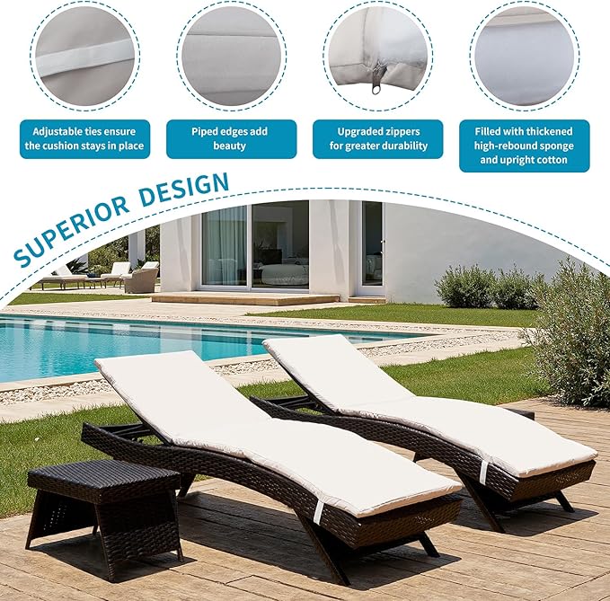 Outdoor Chaise Lounge Chairs Set of 4 - Image 5