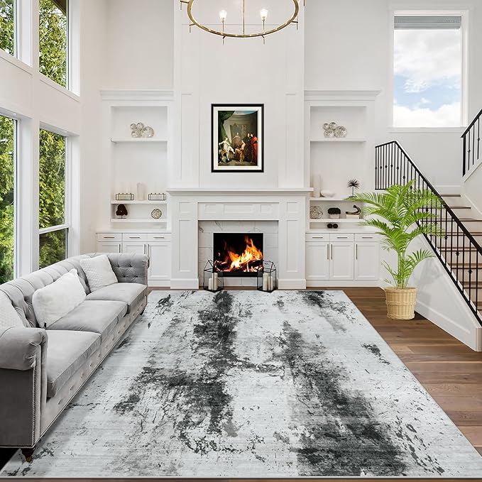 4x6 Area Rugs Washable Rug: Modern Abstract Living Room Rug Soft Anti-Skid Thin by GENTDRIZZ
