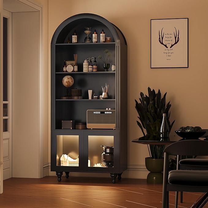 Wildhome Wooden Arched Display Storage Cabinet - Image 4