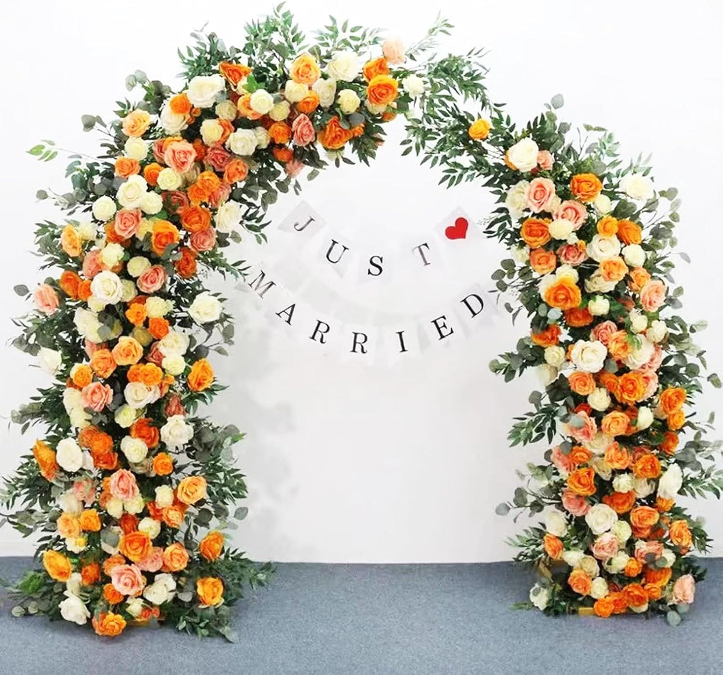 2pcs Large Wedding Arch with Base Flower Stand Arch Bracket Stand Backdrop Stand for Wedding Party Elegant Decorations & Garden Climbing Plants Vines,6.9&5.9 FT-White