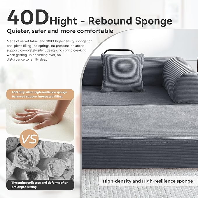 Sofa Bed, Corduroy Sleeper Sofa Bed - Image 7