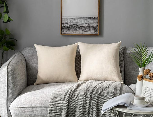Stellhome Pack of 2 Burlap Throw Pillow Covers Farmhouse Linen Cushion Covers by Stellhome
