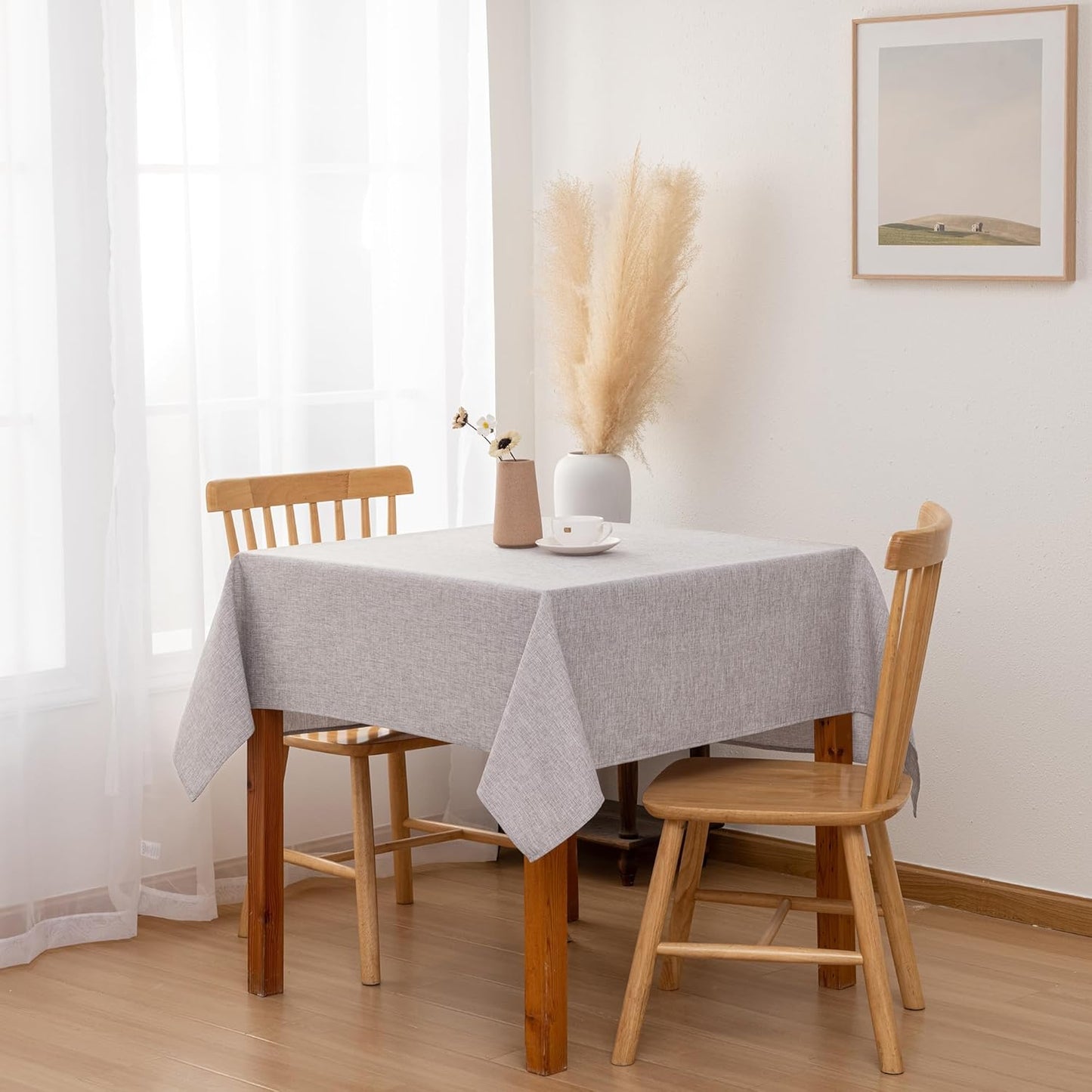 Hiasan Faux Linen Square Tablecloth - Wrinkle and Stain Resistant Washable Table Cloth for Kitchen Dining Room Holiday Table Cover for Party Dinner, Stone, 30 x 30 Inch