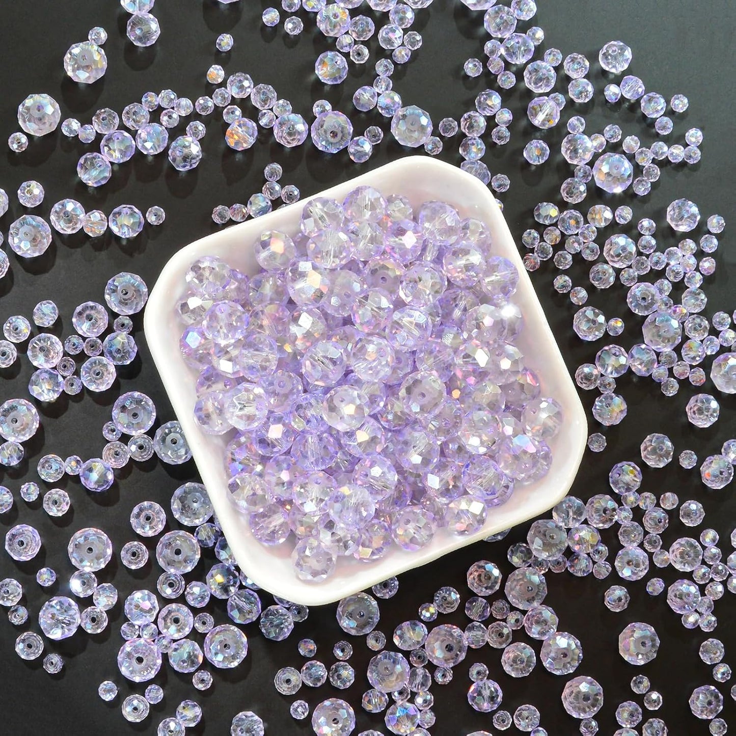 500Pcs 6mm Crystal Glass Beads for Jewelry Making Beads for Bracelets Necklace Pendants Making Supplies(Light Purple)