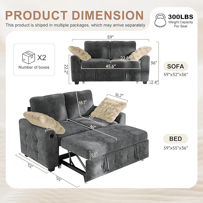 Hanherry 59" Loveseat Couch - Image 2
