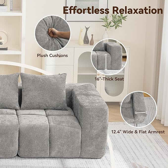 78.7" Loveseat Boneless Couch, Upholstered Cloud Love Seat - Image 5