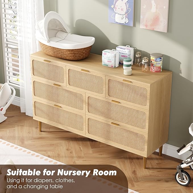 GarveeHome Rattan 7 Drawer Dressers - Image 5