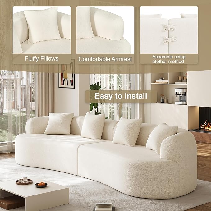 131" Oversized Sectional Sofa for Living Room, Modern Luxury Plush Chenille - Image 7