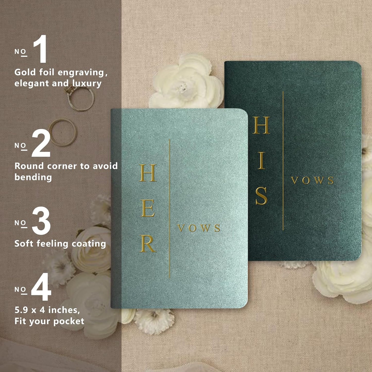 Vow Books His and Hers Wedding Vow Books Bride and Groom Vow Books Wedding Essentials Wedding Accessories(TR-HH-Sage)