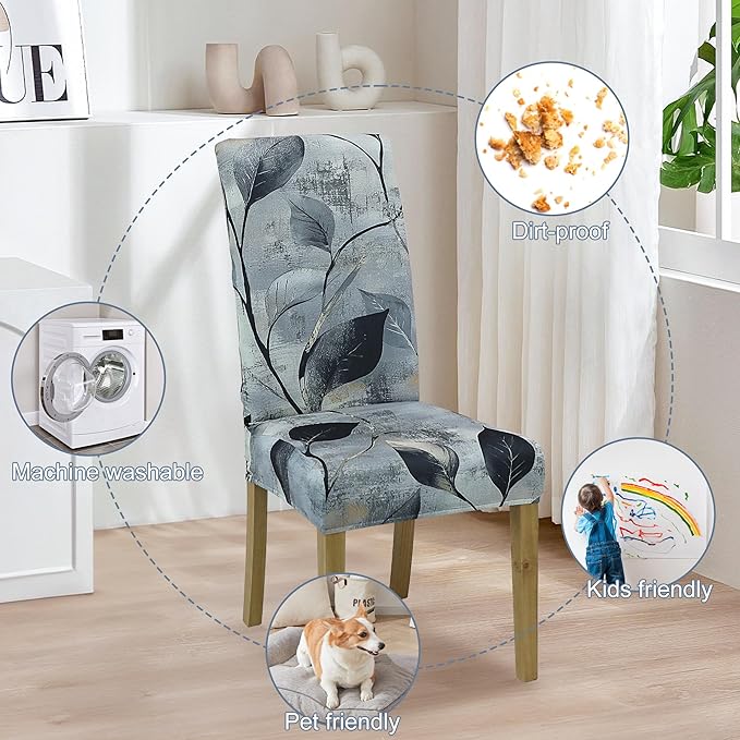 BIETYONE Stretch Dining Chair Covers Set of 6, Soft Removable Washable Kitchen - Image 6