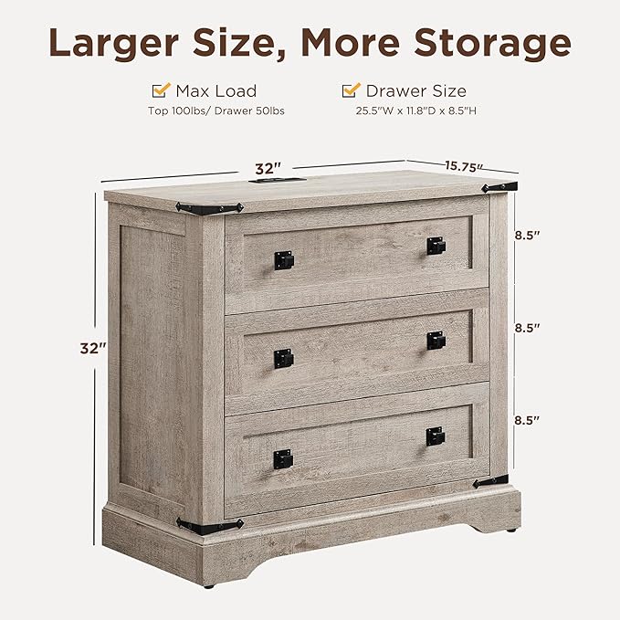 T4TREAM 32" Farmhouse Nightstand - Image 3