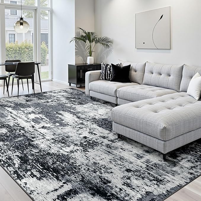 RELEANY Washable Area Rugs7'x9' Non-Slip Modern Abstract Soft - Image 2