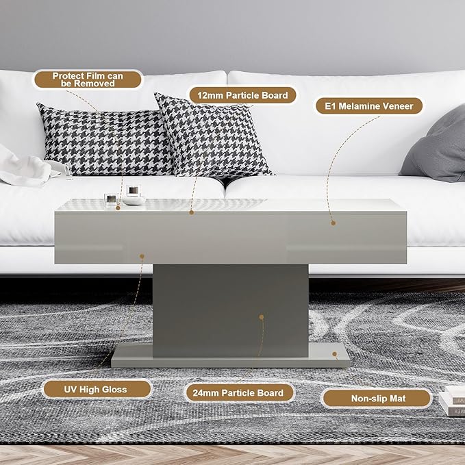 HedoAjim Led Coffee Table for Living Room, Living Room Table Rectangular Center - Image 4