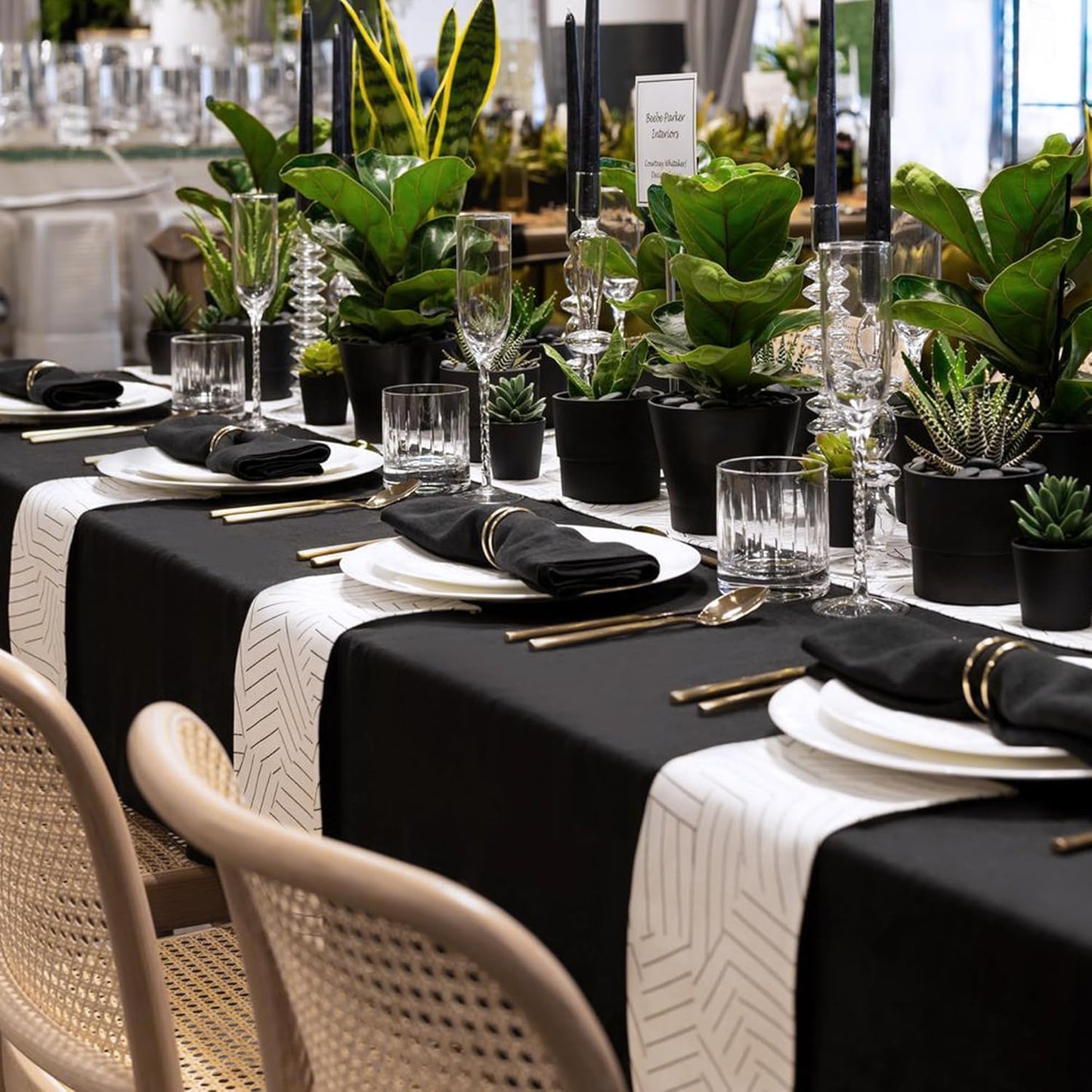 sancua 2 Pack Black Tablecloth 60 x 102 Inch, Rectangle 6 Feet Table Cloth - Stain and Wrinkle Resistant Washable Polyester Table Cover for Dining Tables, Buffet Parties and Camping