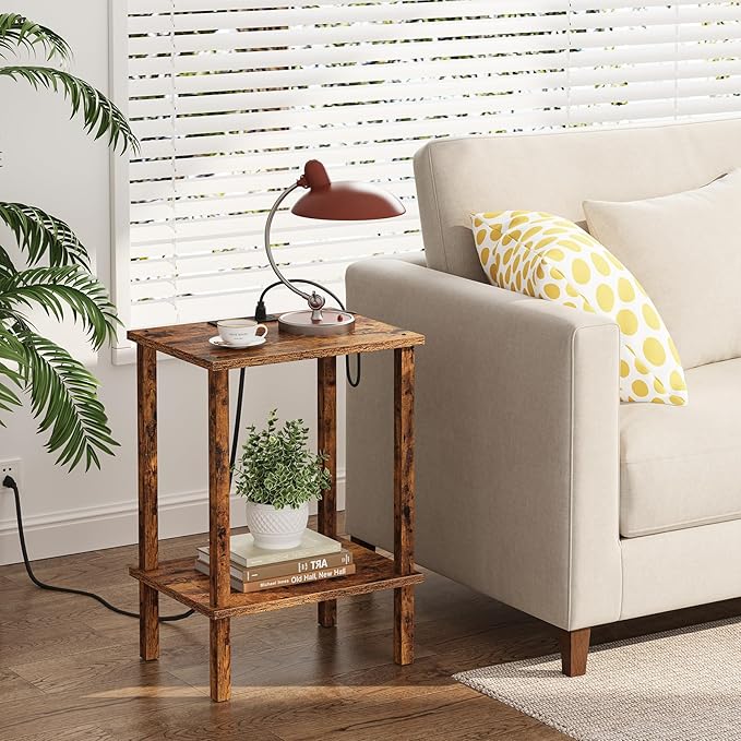 TUTOTAK End Table with Charging Station, Small Side Table with Outlets - Image 4