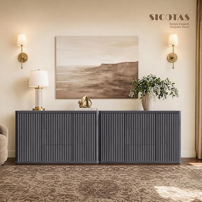 SICOTAS Buffet Cabinet with Storage 109.4" Large Modern Accent Storage Cabinet - Image 9
