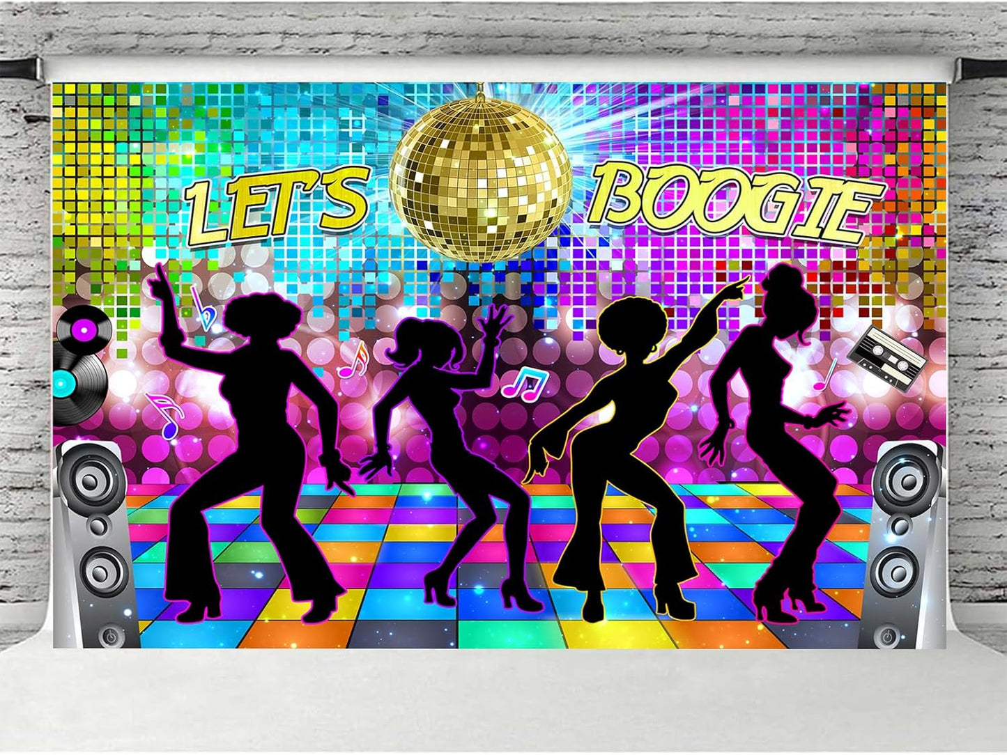 Disco Backdrop 7 x 5 ft Retro Glow Party 70s 80s 90s Theme Stage Dance Background Disco Party Decoration Disco Ball Banner Dance Backdrop for Birthday Party Prom Portrait Photo Props Polyester, Multi