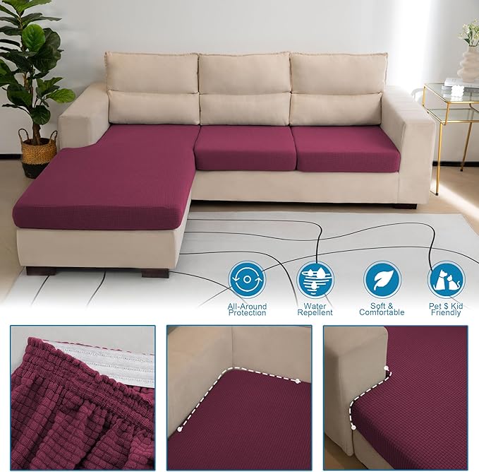 Water Repellent Couch Cushion Cover Loveseat Cover, Stretch Sectional Sofa Seat - Image 5