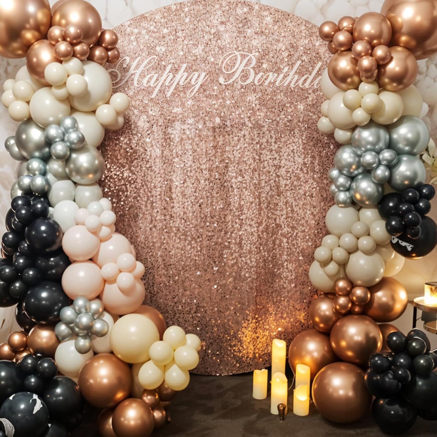 Black Rose Gold Balloons, 60pcs Rose Gold And Black Balloons, Metallic Pearl Matte Confetti Balloon For Girls Women Lady Birthday Baby Shower Party Wedding Bridal Shower Bachelorette Engagement Decor