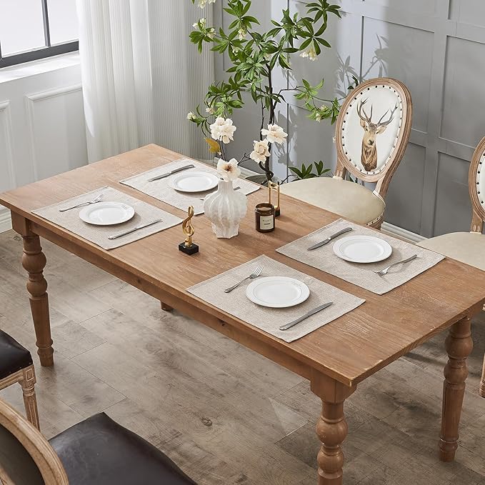 BALCONY & FALCON Placemats Set of 6 Faux Linen Cloth Place Mats Washable - Image 7