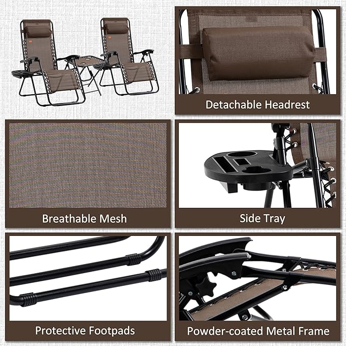Outsunny Zero Gravity Chair Set - Image 6