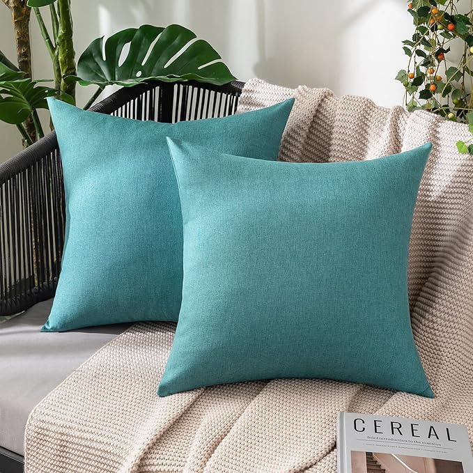 MIULEE Pack of 2 Decorative Outdoor Solid Waterproof Throw Pillow Covers Faux by MIULEE