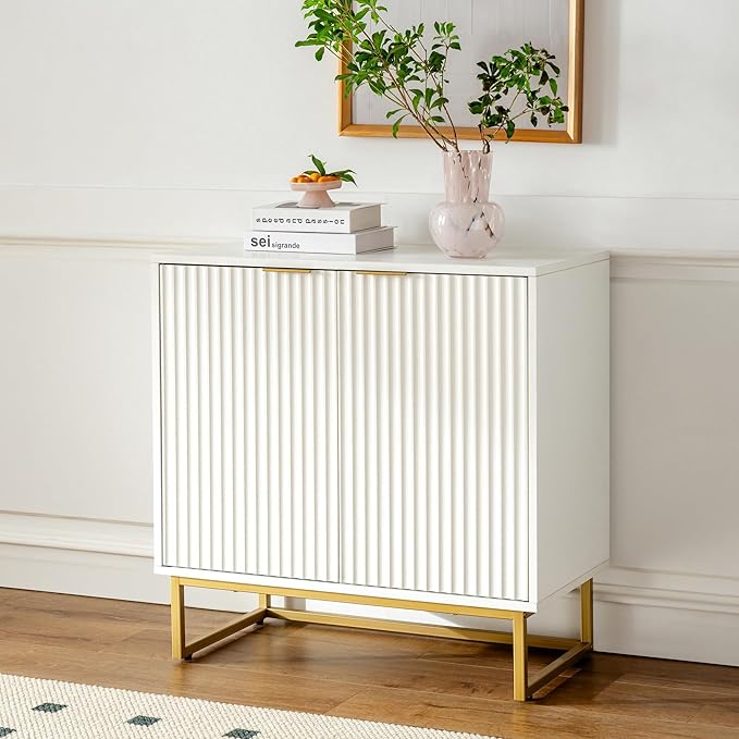 EYYTHUNG Fluted Cabinet with Storage Set of 2, Sideboard Buffet Cabinet with - Image 8