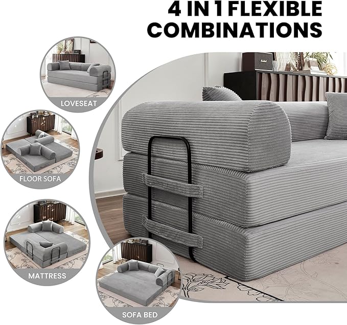 79'' Sleeper Couch Bed, 5 in 1 Convertible Floor Sofa, Folding Modular Couch - Image 3