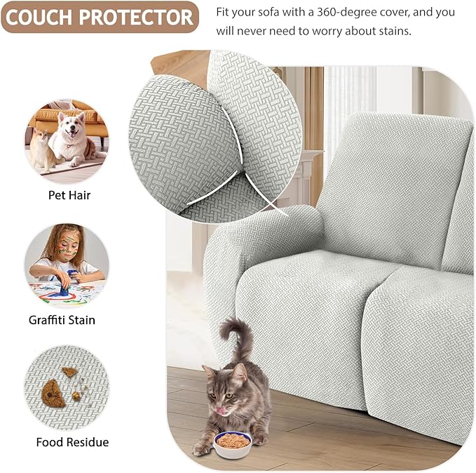 ALIECOM 100% Waterproof Recliner Sectional Couch Covers L Shape Stretch Corner - Image 6
