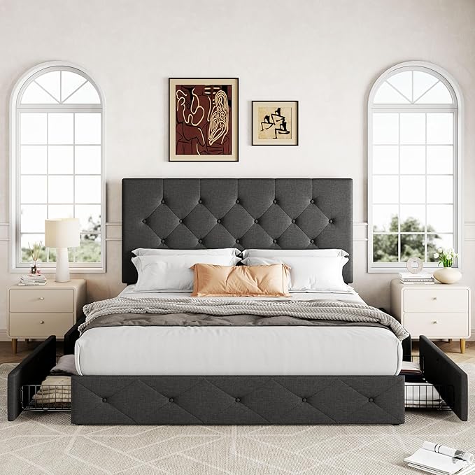 Allewie Upholstered Queen Size Platform Bed Frame - Image 3