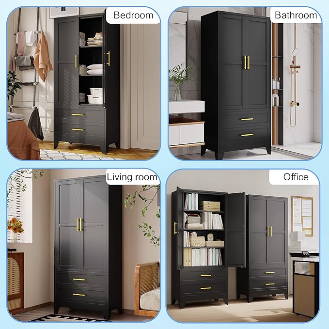 erosoei 71" H Metal Pantry Storage Cabinet, Office File Cabinets - Image 7