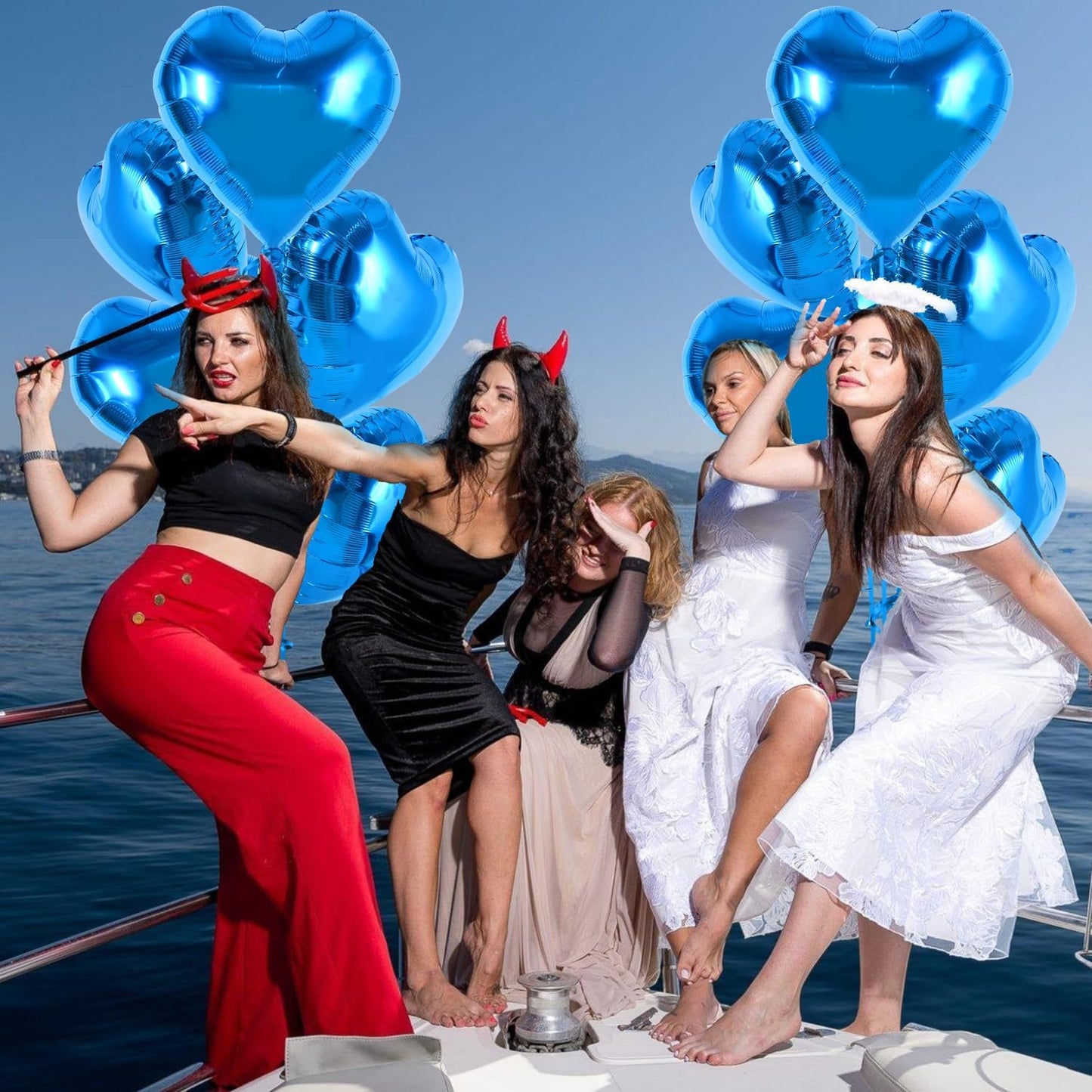 TONIFUL 30Pcs 18 Inch Blue Heart Balloons Blue Heart Shape Foil Mylar Balloons Decoration for Birthday Valentine's Day Wedding Bridal Shower Anniversary Engagement Party Supplies