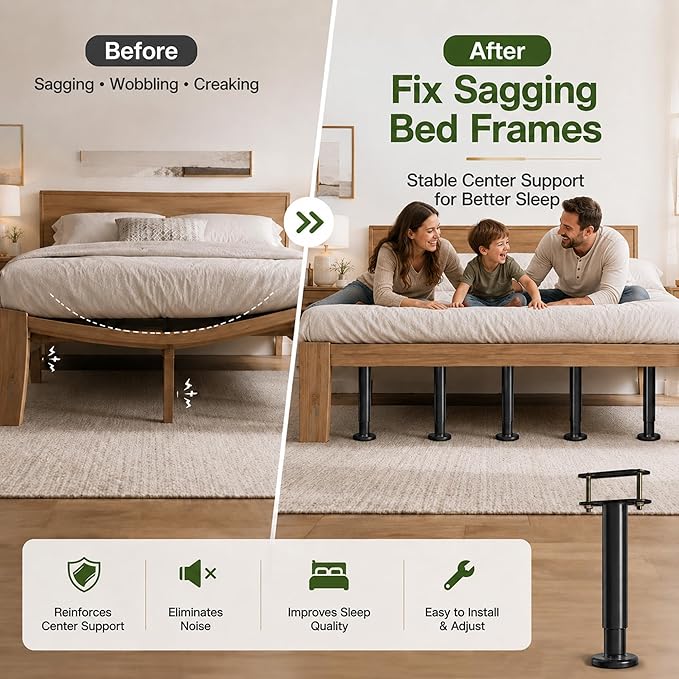 4Pcs Bed Frame Support Leg, Adjustable 14" to 23.6", Increase Under-Bed Storage - Image 3
