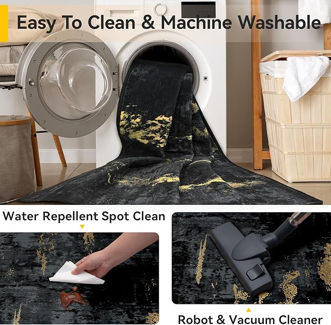 RELEANY Washable Area Rugs Square 6ft Non-Slip Modern Abstract Soft - Image 4