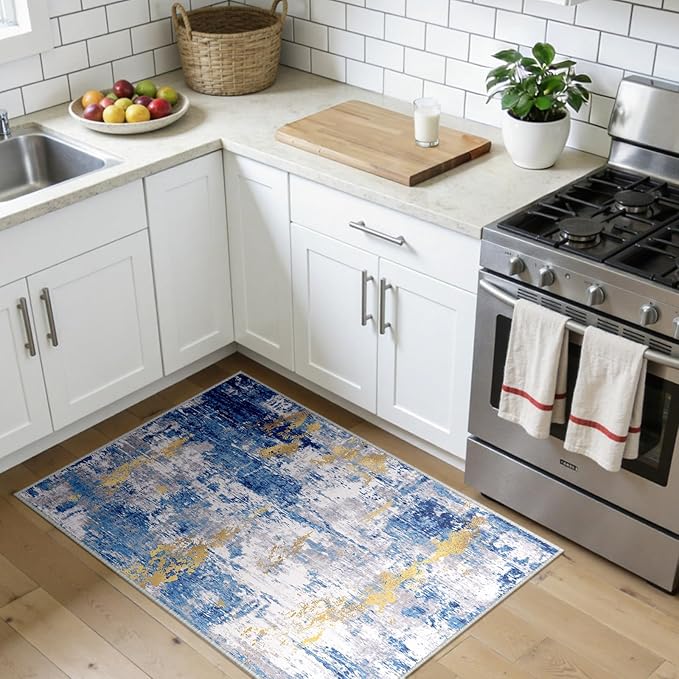 RELEANY Washable Area Rugs 3x4 Non-Slip Modern Abstract Soft - Image 3