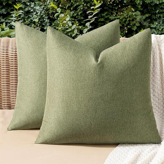 MIULEE Pack of 2 Decorative Outdoor Solid Waterproof Throw Pillow Covers Faux by MIULEE