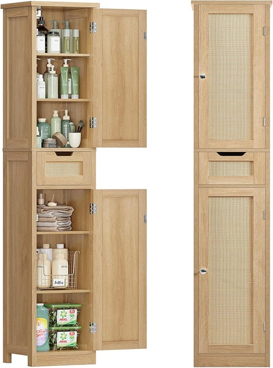 Iwell Tall Bathroom Cabinet, Slim Narrow Storage Cabinet by IWELL