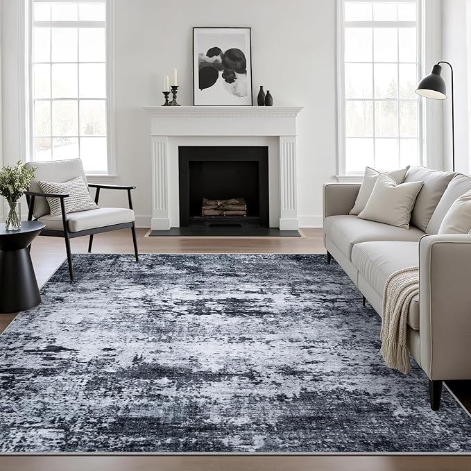 4x4 Area Rug Living Room Rug: Washable Modern Abstract Soft Thin Rug Indoor by FXRHLP
