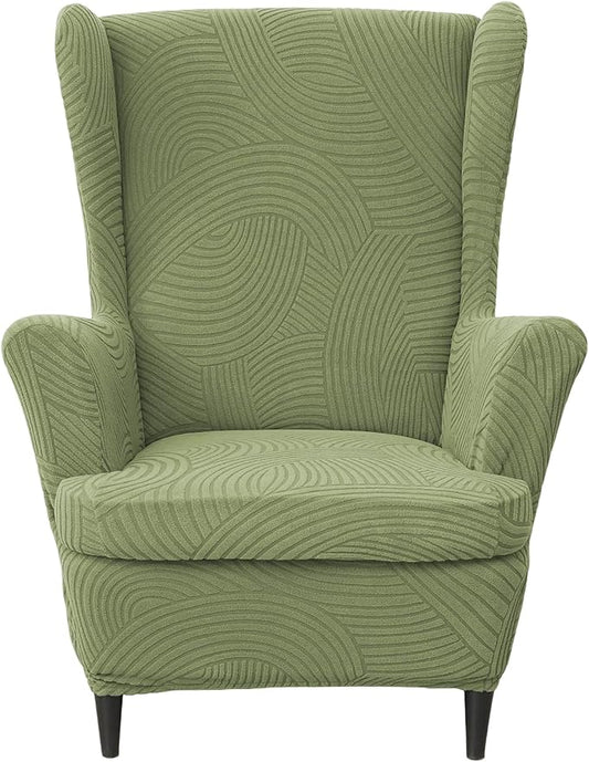 HAOYONG Wing Chair Slipcovers Printed Wingback Chair Covers 2 Pieces Wingback by HAOYONG