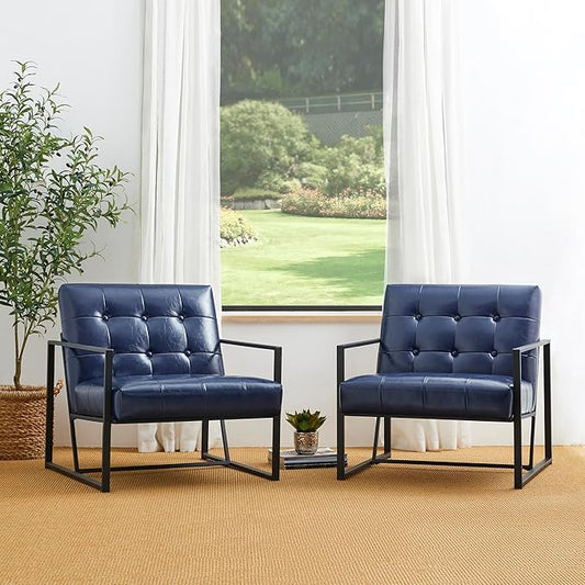 Glitzhome Mid Century Modern Accent Chairs Set of 2, Modern Living Room Chairs by Glitzhome