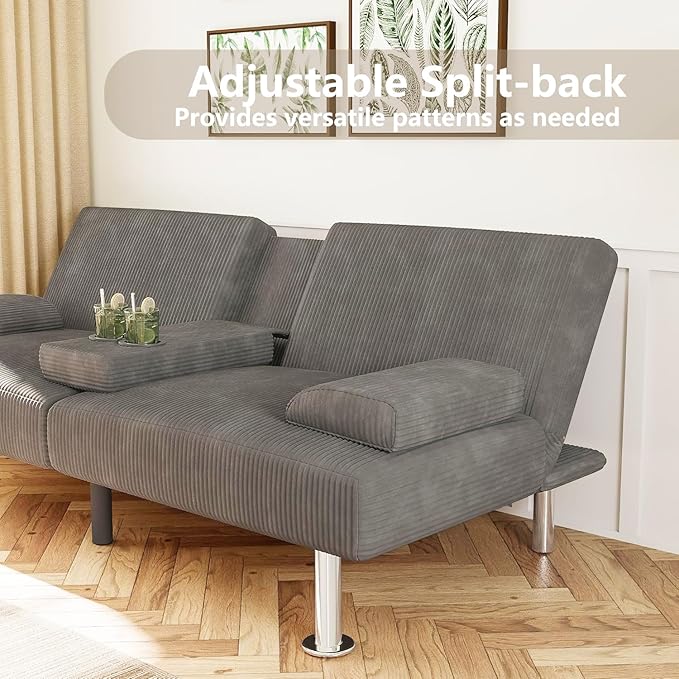 Flamaker Futon Sofa Bed Modern Folding Futon Set Convertible Recliner Lounge - Image 7