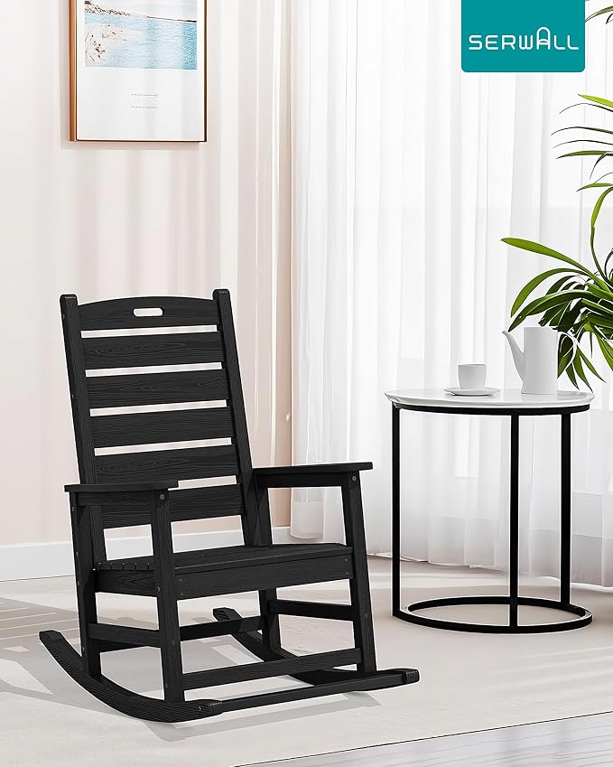 SERWALL Oversized Outdoor Rocking Chair, HDPE Patio Rocking Chair - Image 9