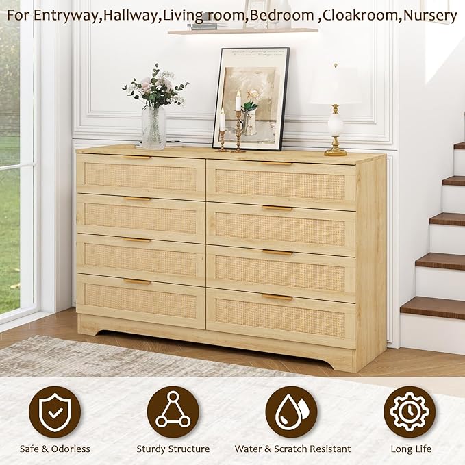 HOPUBUY Living Room Table Sets of 1, Boho Drawer and Large Drawer Nightstand - Image 8