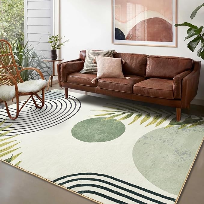 RoomTalks Mid Century Modern Washable Rug Stain Resistant, Boho Cute Aesthetic - Image 2