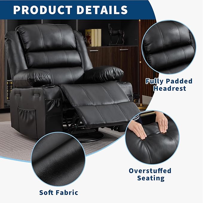 Rocking Recliner Chair for Adults Wide 360° Swivel Rocker Recliner - Image 7