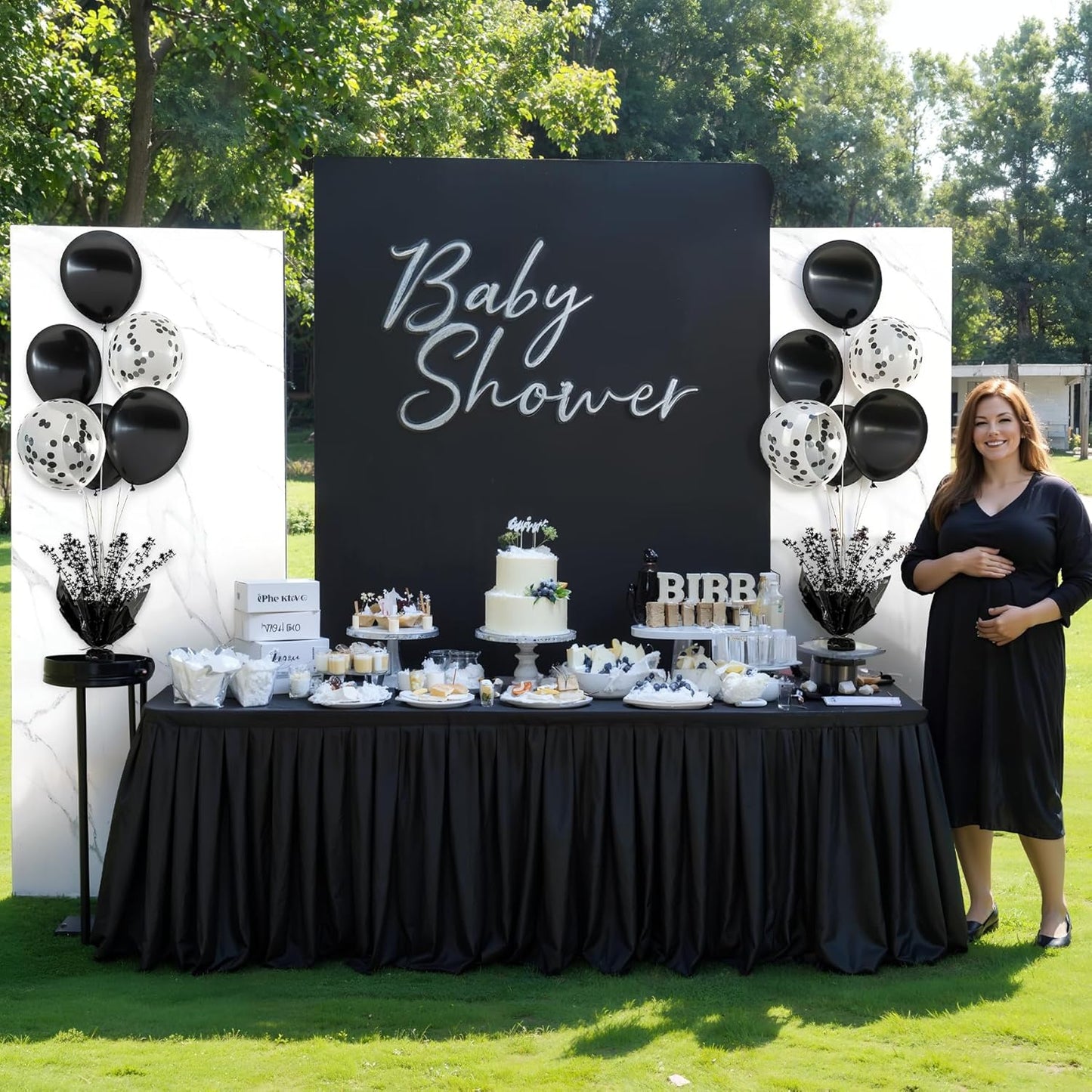 6 Set Black Balloon Table Centerpieces for Birthday Parties, Balloon Stand Kit with Black Balloons for Table Decoration