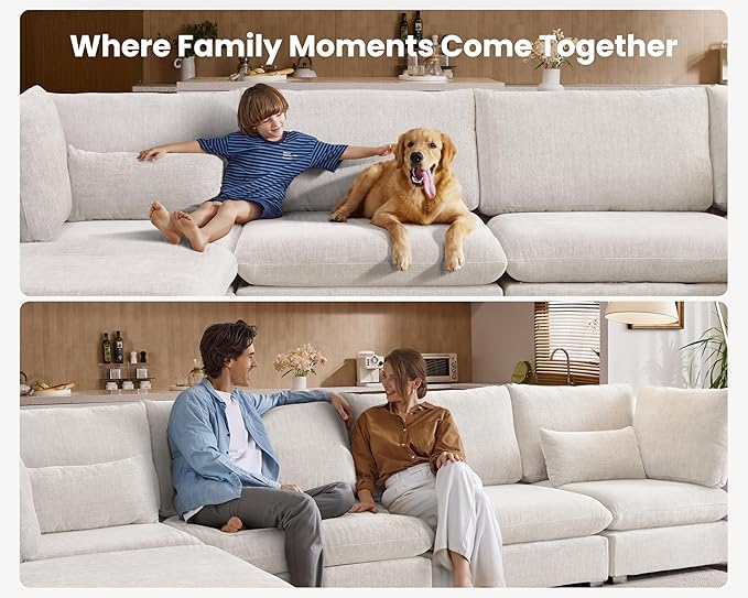 77" Oversized Chenille Couch Modular Sectional Sofa, Washable Cloud Couch - Image 8